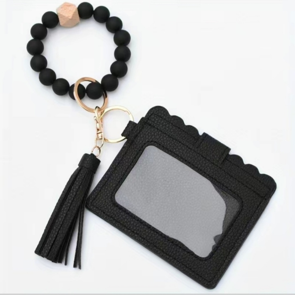 Beaded Bangle Wristlet Wallet Black